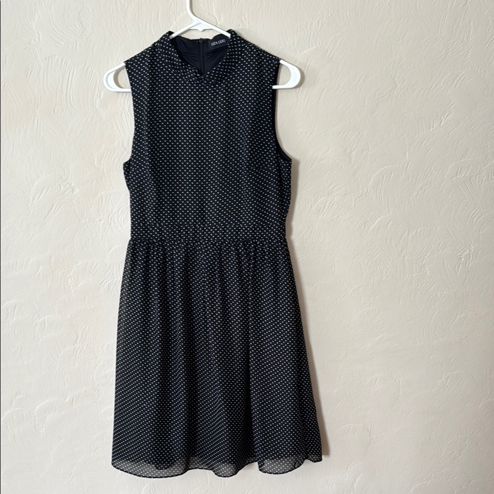 Black Sleeveless Mock Neck Fit and Flare Midi Dress